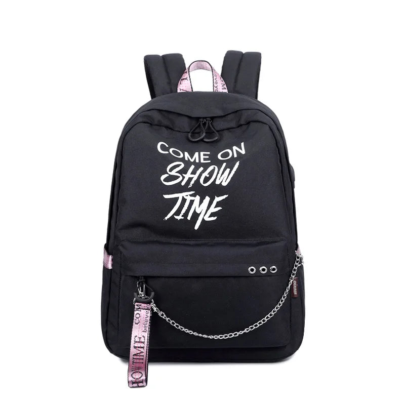 Luminous Waterproof Women Backpack for Girls School Bag