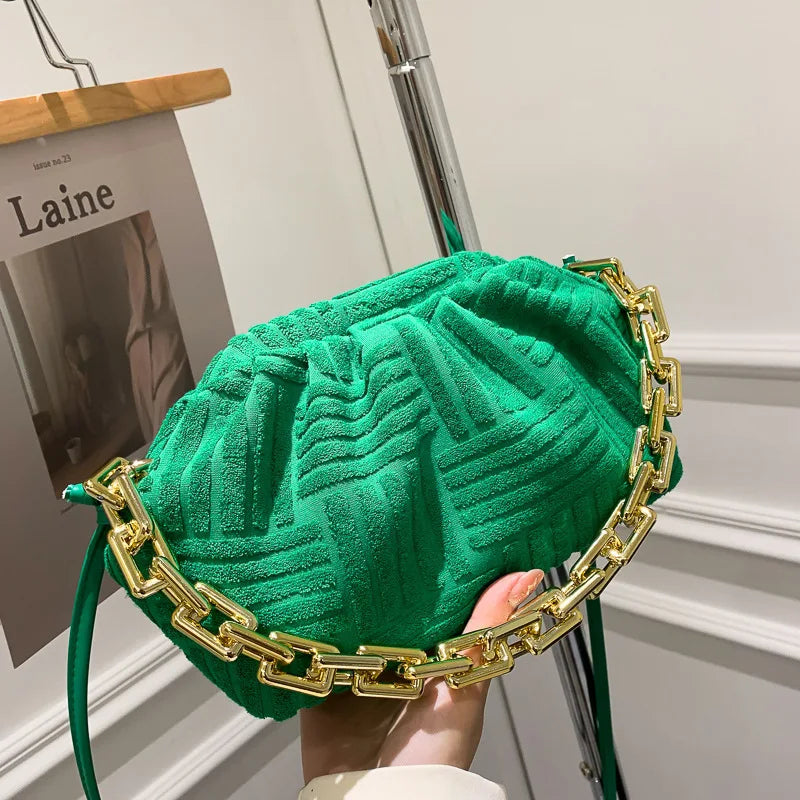 Towel Fabric Cloud Bag with Acrylic Chains
