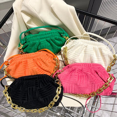 Towel Fabric Cloud Bag with Acrylic Chains
