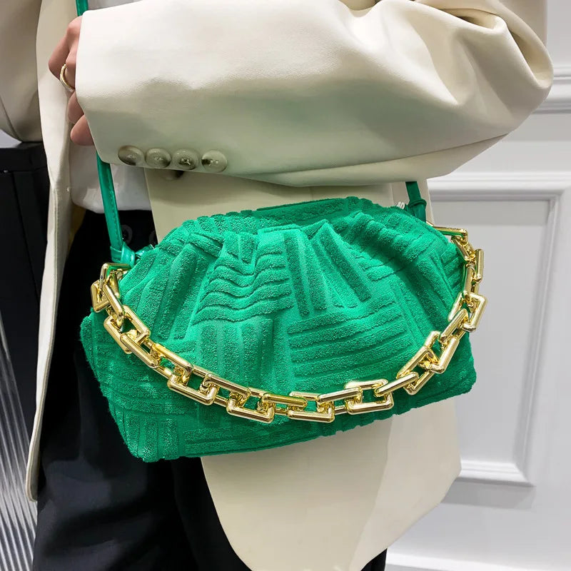 Towel Fabric Cloud Bag with Acrylic Chains