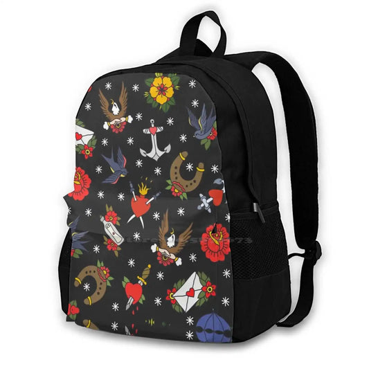 Traditional Tattoo Flash Bag Backpack Flower Tattoo