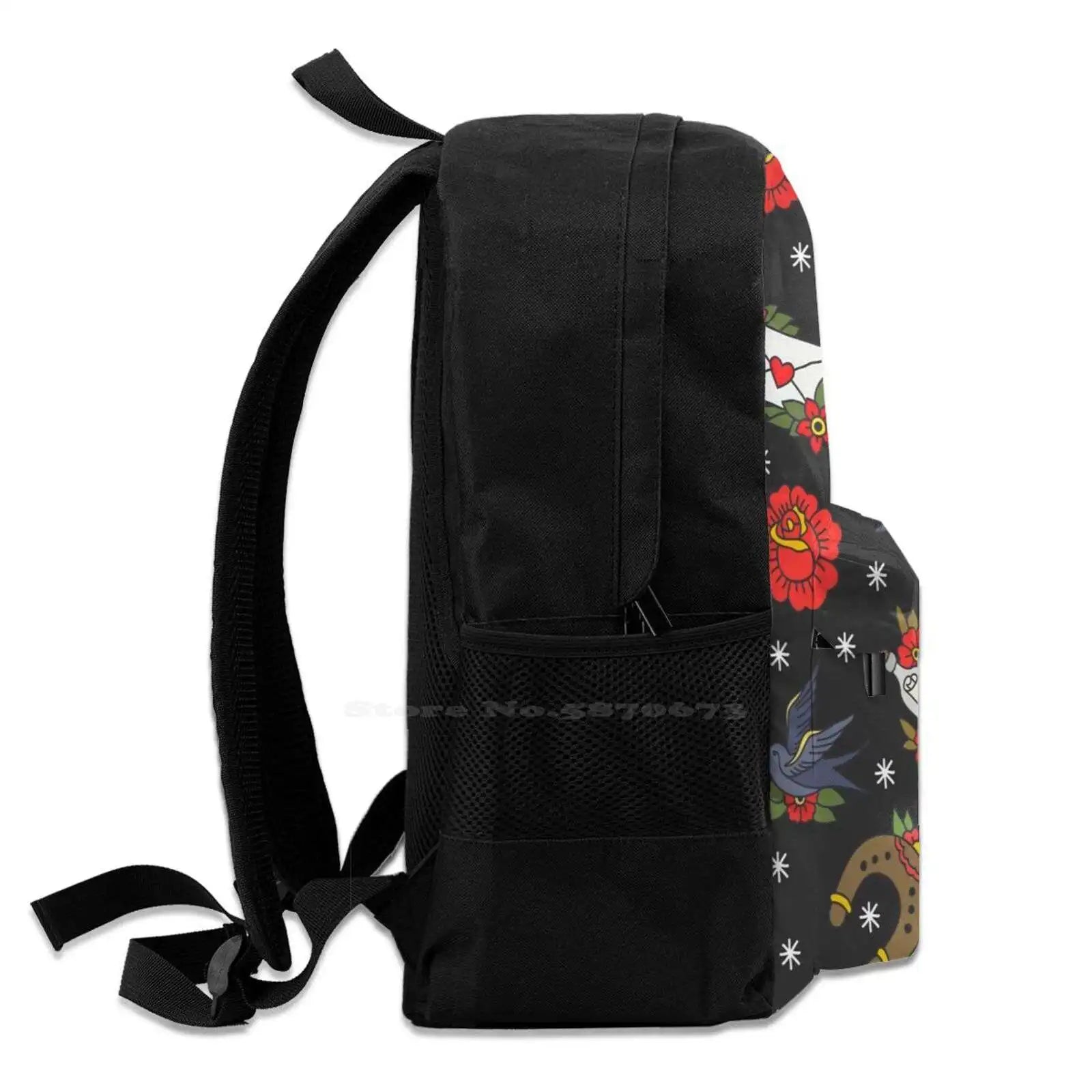 Traditional Tattoo Flash Bag Backpack Flower Tattoo