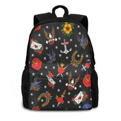 Traditional Tattoo Flash Bag Backpack Flower Tattoo