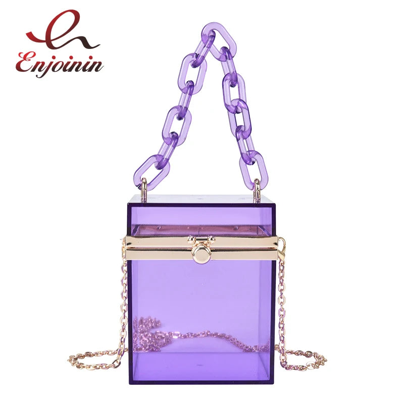 Acrylic Box Chain Crossbody Bag Women