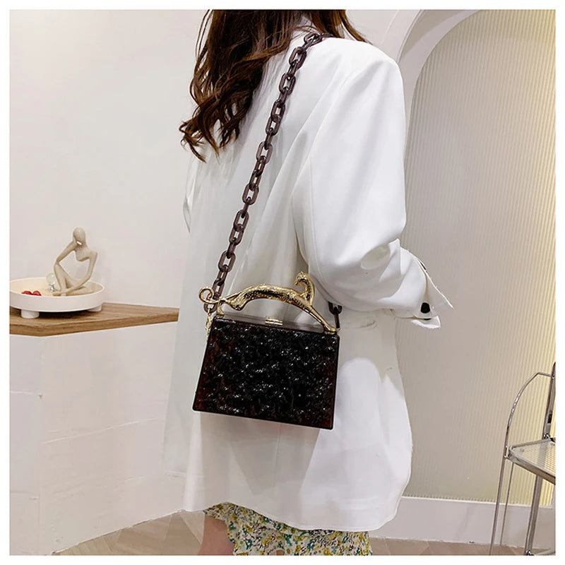 Transparent Acrylic Box Crossbody Bag One Shoulder Chain Women's High Portable