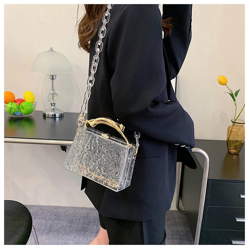 Transparent Acrylic Box Crossbody Bag One Shoulder Chain Women's High Portable