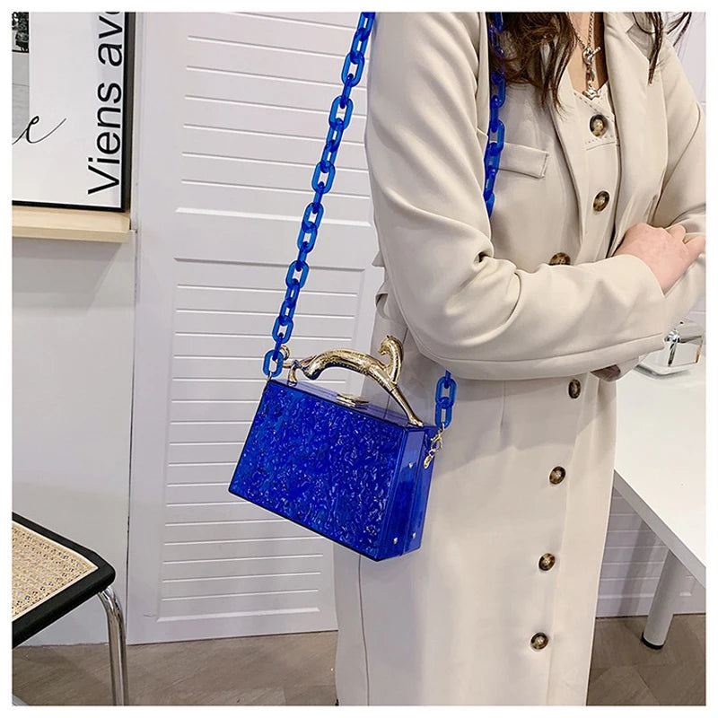 Transparent Acrylic Box Crossbody Bag One Shoulder Chain Women's High Portable