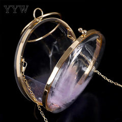 Acrylic Evening Bag Feather Shoulder Round Clutch Party Sac A Ma
