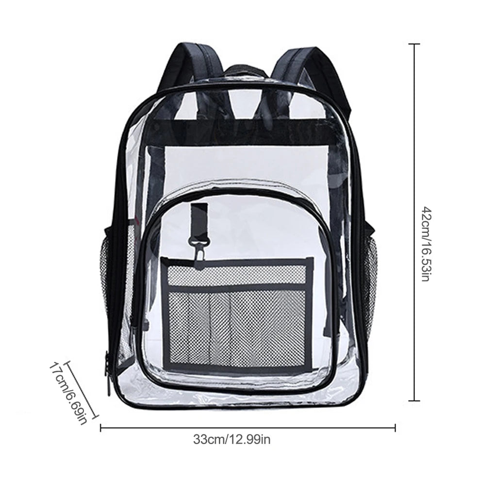 Transparent Backpack College School Laptop Tablet Books Storage