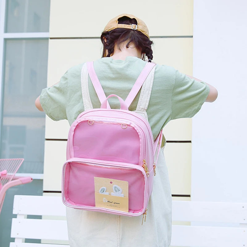 Transparent Backpack Women Bags PVC Jelly Waterproof Student School Bags