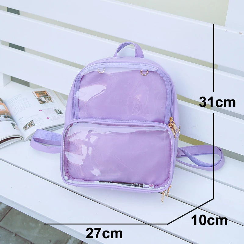 Transparent Backpack Women Bags PVC Jelly Waterproof Student School Bags