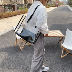 Transparent Bag Women Bag 2pcs/set Handbag PVC Clear Bag