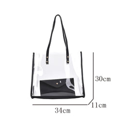 Transparent Bag Women Bag 2pcs/set Handbag PVC Clear Bag