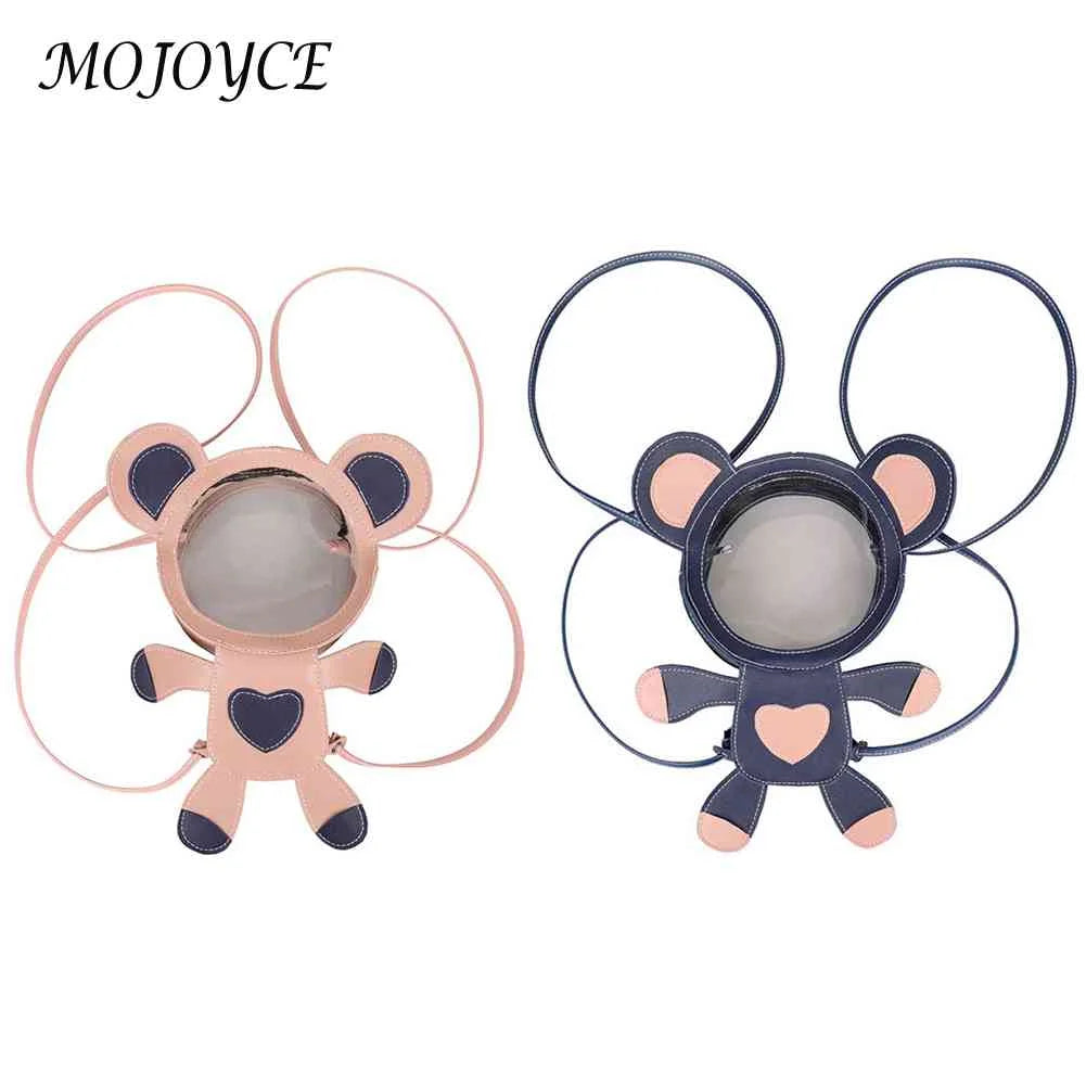 Transparent Cartoon Bear Backpack for Women Teenage Student Shoulder Satchel Bag