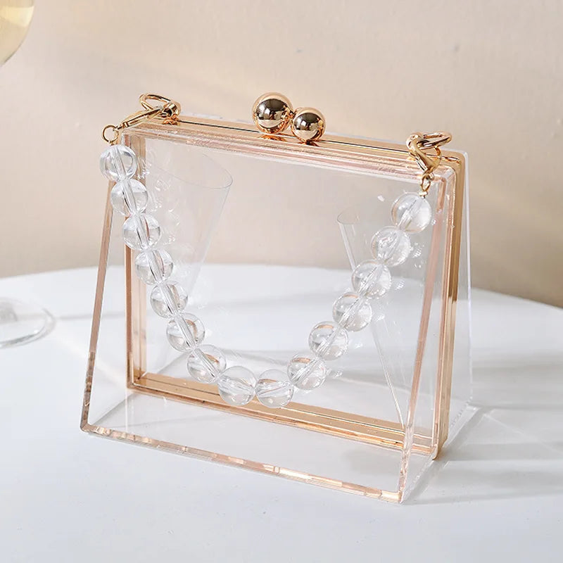 Transparent Hand Bags for Women Bride Purse Top Handbags Clear Party Evening Acr