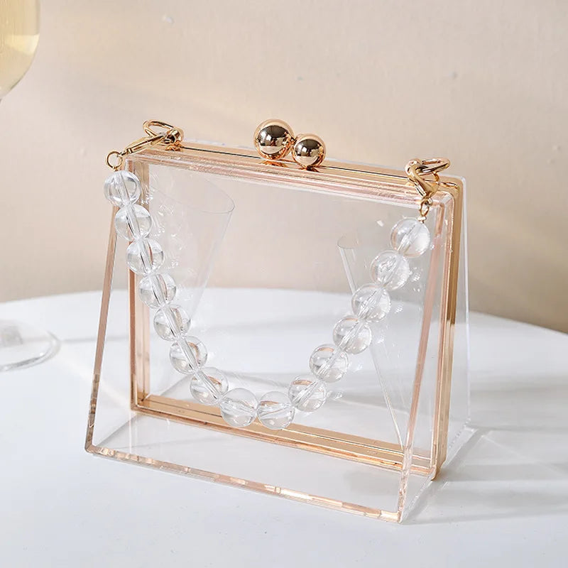 Transparent Hand Bags for Women Bride Purse Top Handbags Clear Party Evening Acr