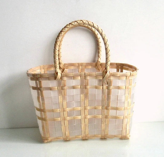 Transparent Women's Handbag Plastic Woven Beach Tote Bag