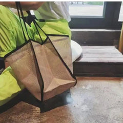 Transparent Hollow Shoulder Bag Mesh Totes Summer Beach Handbag