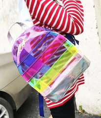 Multicolor Large Rainbow Backpack Transparent Jelly Bag for Summer