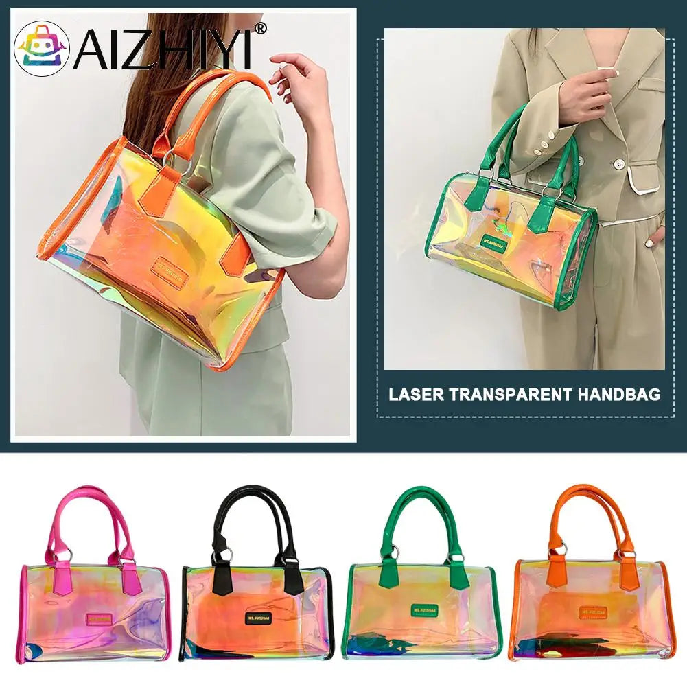 Transparent Laser Shoulder Bag Women Crossbody Jelly Tote Handbag
