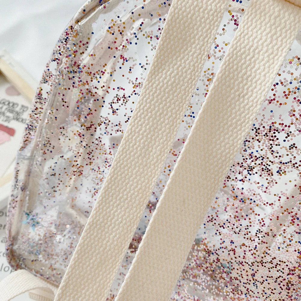 Kids Glitter Stars PVC Backpack - Small School Travel Bag
