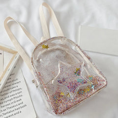 Kids Glitter Stars PVC Backpack - Small School Travel Bag