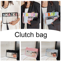 Clear PVC Cosmetic Bag Clutch + Letter Patches