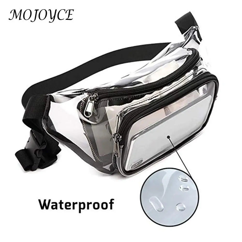 Transparent PVC Fanny Pack Waterproof Waist Zipper Belt Purse