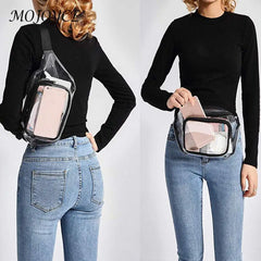 Transparent PVC Fanny Pack Waterproof Waist Zipper Belt Purse
