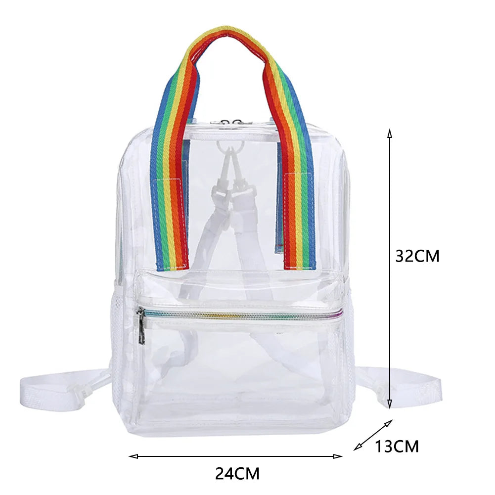 Transparent PVC Women Backpack Waterproof Female Schoolbags