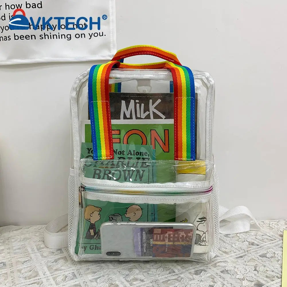 Transparent PVC Women Backpack Waterproof Female Schoolbag