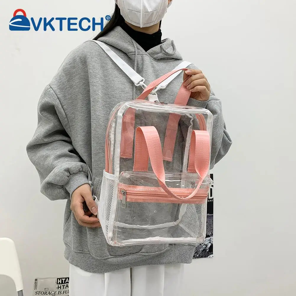 Transparent PVC Women Backpack Waterproof Female Schoolbag