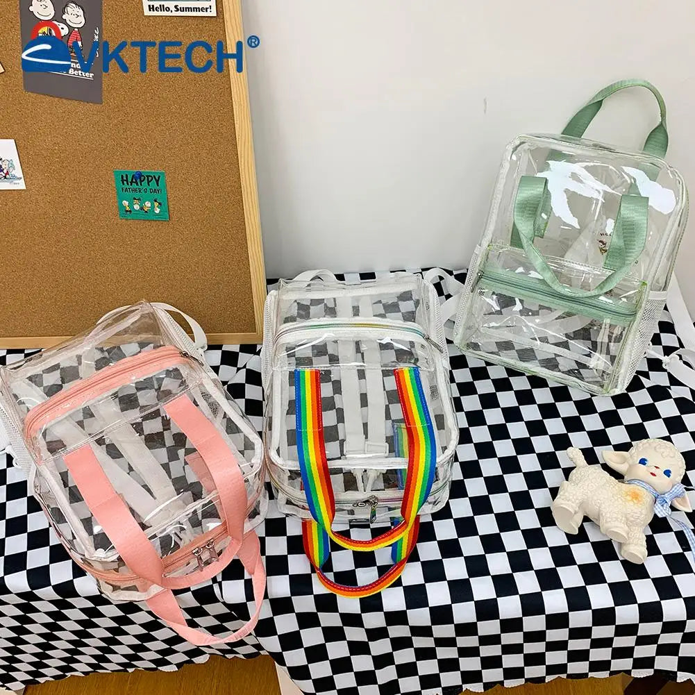 Transparent PVC Women Backpack Waterproof Female Schoolbag