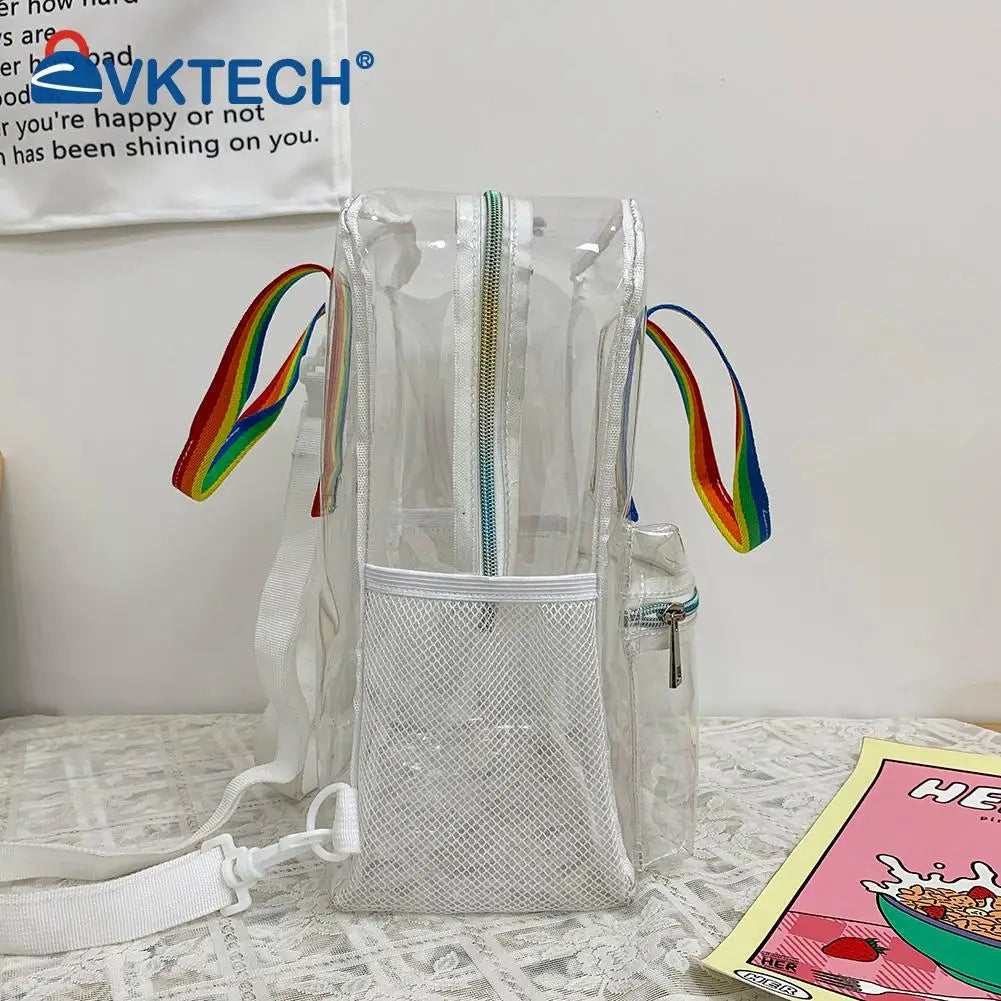Transparent PVC Women Backpack Waterproof Female Schoolbag