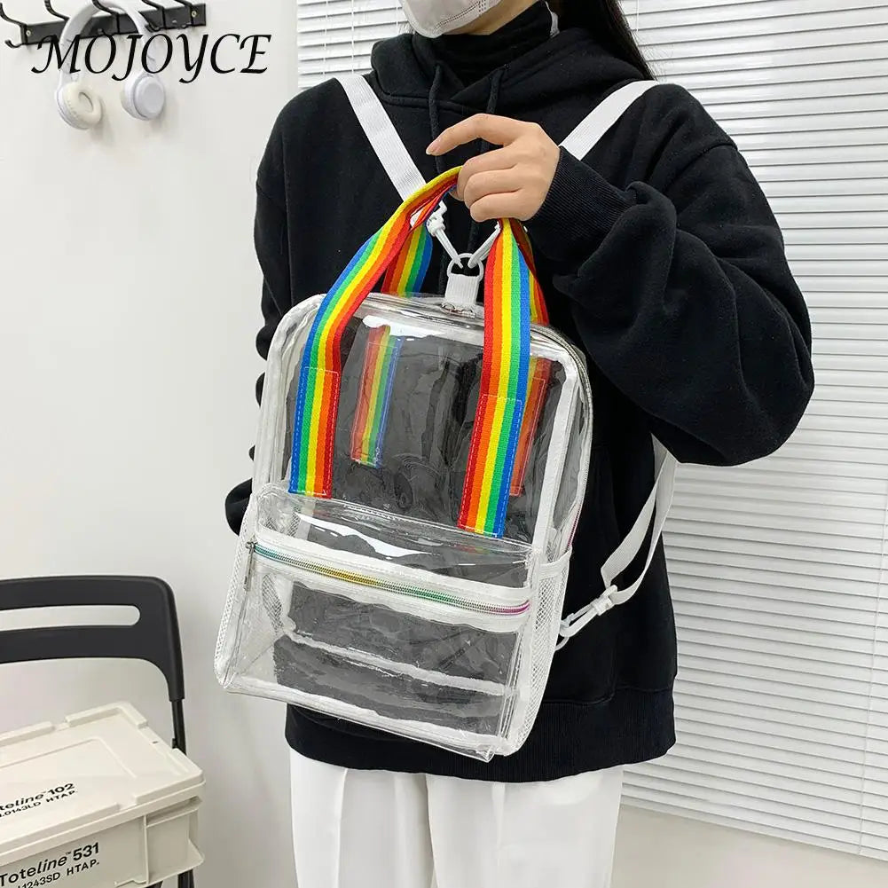 Transparent PVC Women Backpacks Waterproof Book Schoolbags Rucksack