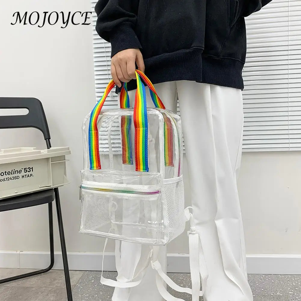 Transparent PVC Women Backpacks Waterproof Book Schoolbags Rucksack