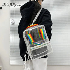 Transparent PVC Women Backpacks Waterproof Book Schoolbags Rucksack