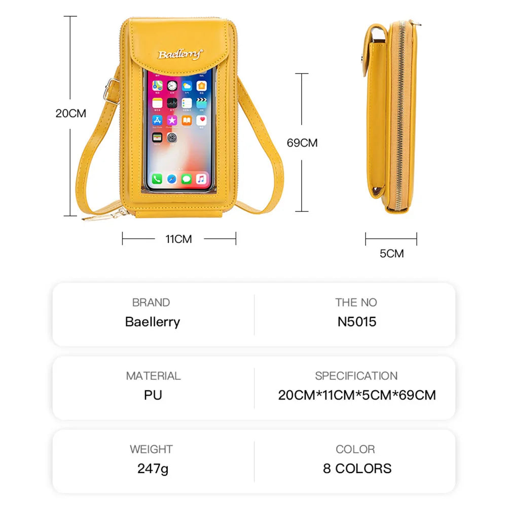 Small Yellow Transparent Phone Bag for Women