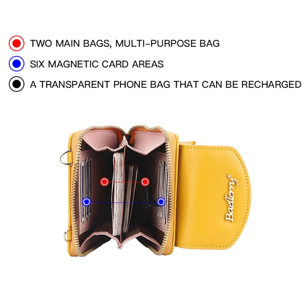 Small Yellow Transparent Phone Bag for Women
