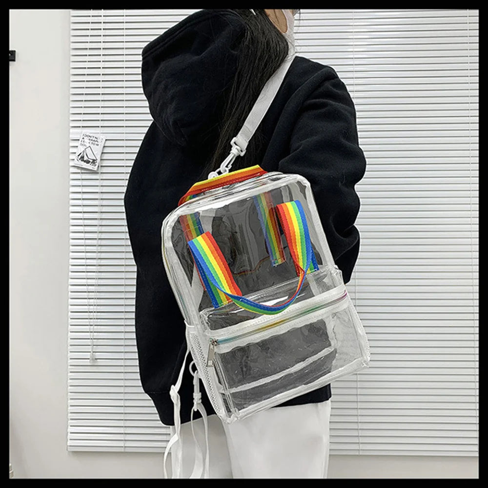 Transparent Pvc Backpack Women Waterproof Female Schoolbag