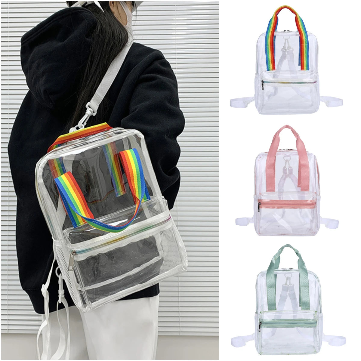 Transparent Pvc Backpack Women Waterproof Female Schoolbag