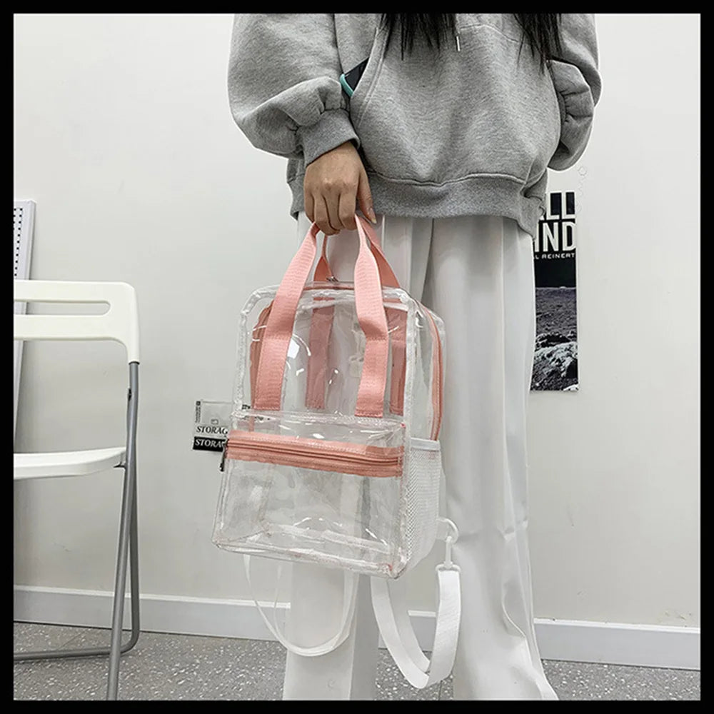 Transparent Pvc Backpack Women Waterproof Female Schoolbag