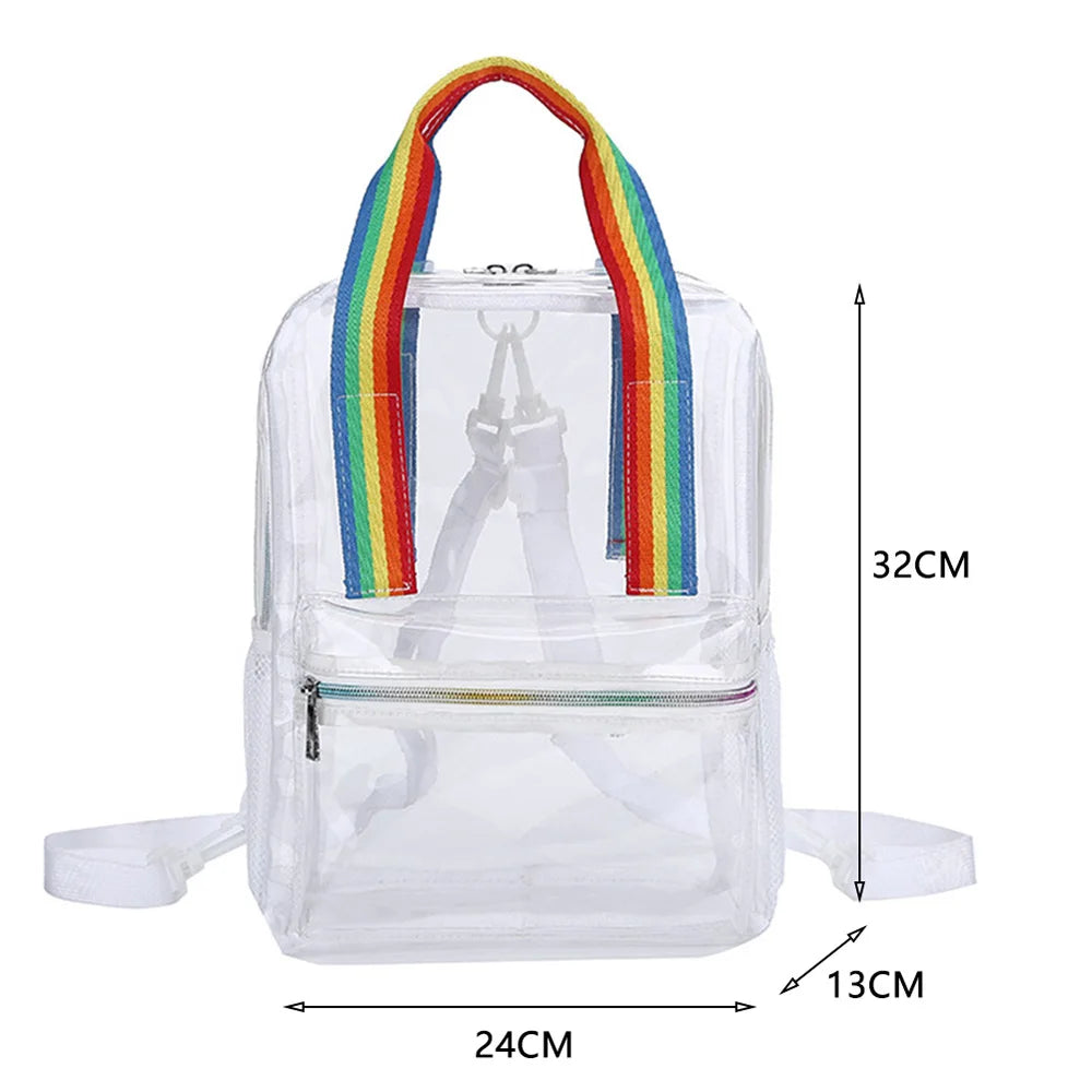Transparent Pvc Backpack Women Waterproof Female Schoolbag