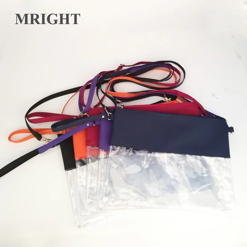 Multicolor Transparent Stadium Bag Clear Game Pouch Zipper Crossbody Wristlet