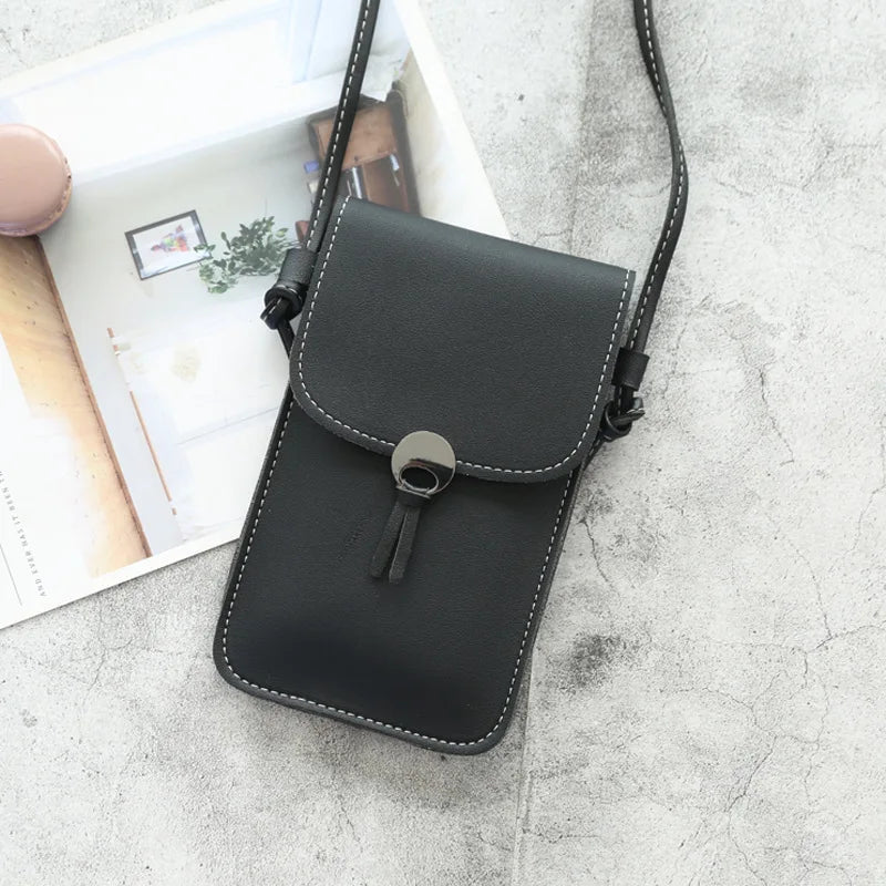 Retro Mini Shoulder Bag PU Chain Messenger Women's Mobile Phone Bag