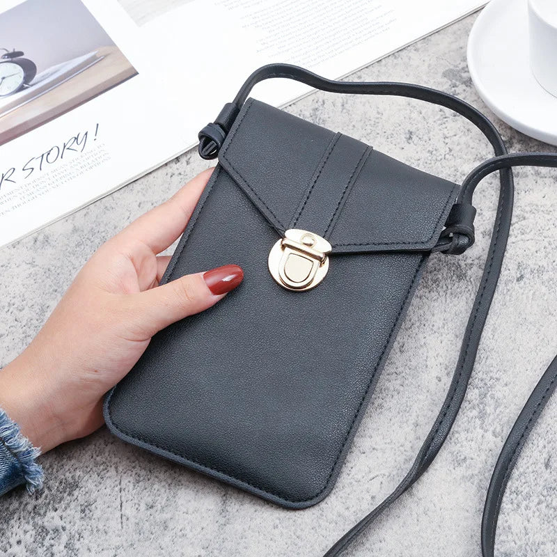 Retro Mobile Phone Bag Women PU Chain Messenger Bags