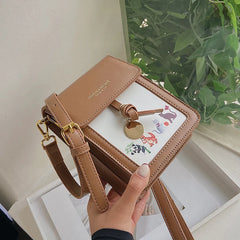 Transparent Touchable Cell Phone Pocket Shoulder Bag for Women Ladies