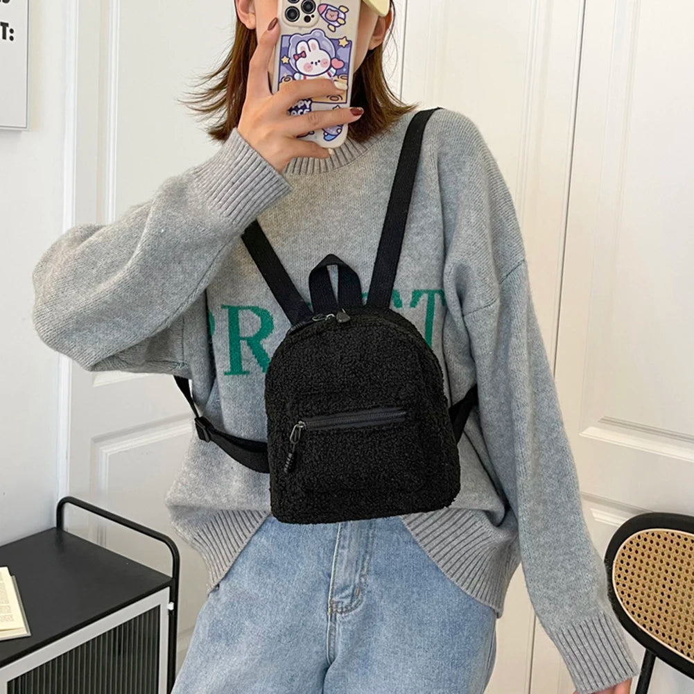 Lamb Fleece Women's Shoulder Backpack