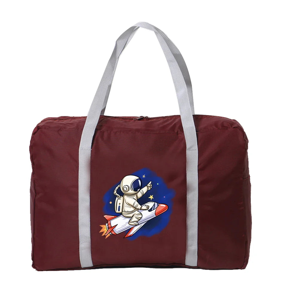Foldable Duffle Bag Large Capacity Astronaut Print Travel Bag