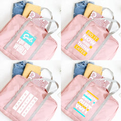 Phrase Pattern Foldable Travel Bag Handbag Women Storage Toiletries Organizer